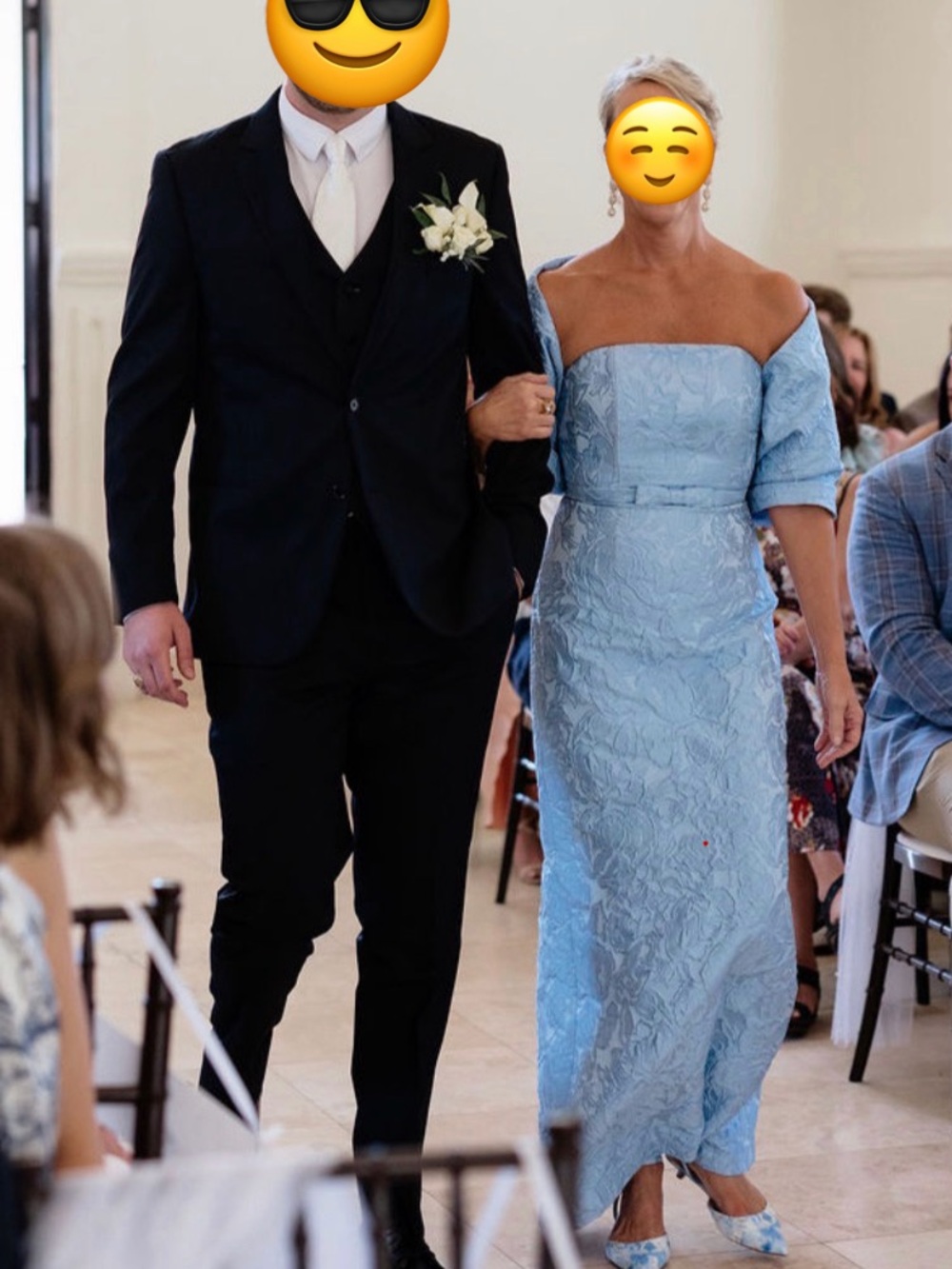 Sachin + Babi Light Blue Off-Shoulder Brocade Maxi Dress Sophia Gown - Picture 6 of 6